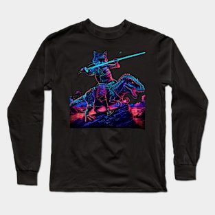 Cat Dinosaur Hunter Long Sleeve T-Shirt